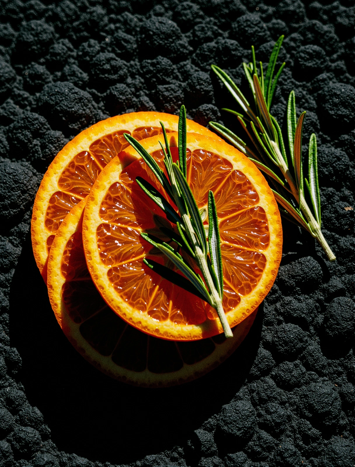 Agrumi freschi e rosmarino che simboleggiano vitalità naturale
